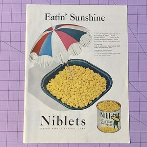 1947 Niblets Corn Green Giant Food Eatin' Sunshine Wall Art Vintage Print Ad